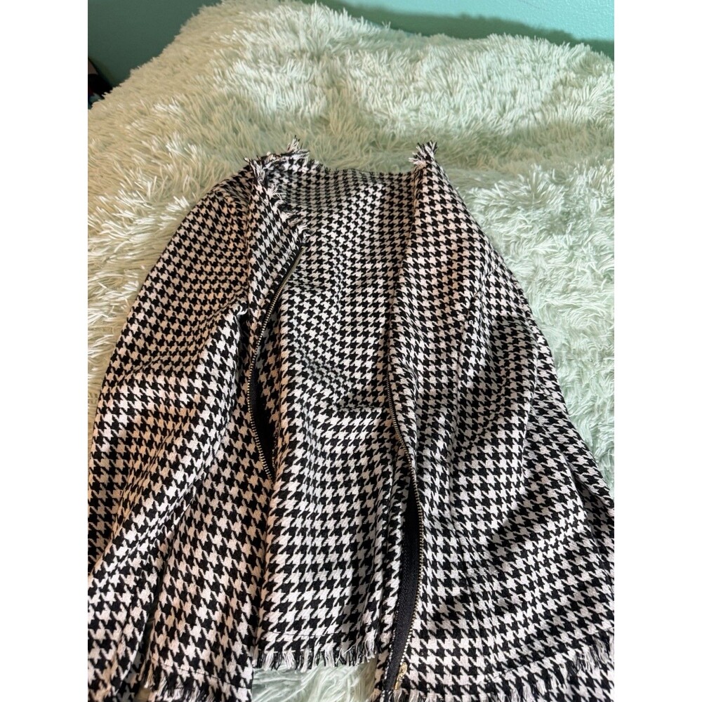 Shein Black White Houndstooth Sweater Vest Open Front Shawl Collar S NWOT